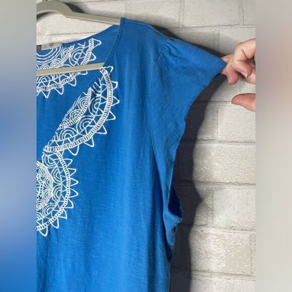 Athleta Embroidered Blouse Short Sleeve Deep V Neck Size 2X - Picture 5 of 10